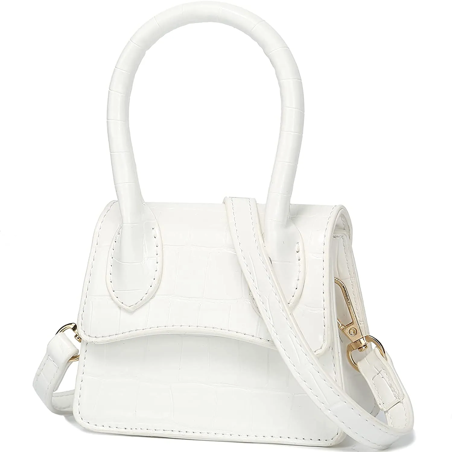 Trendy Red Croc Tiny Handbag with Curved Flap cover