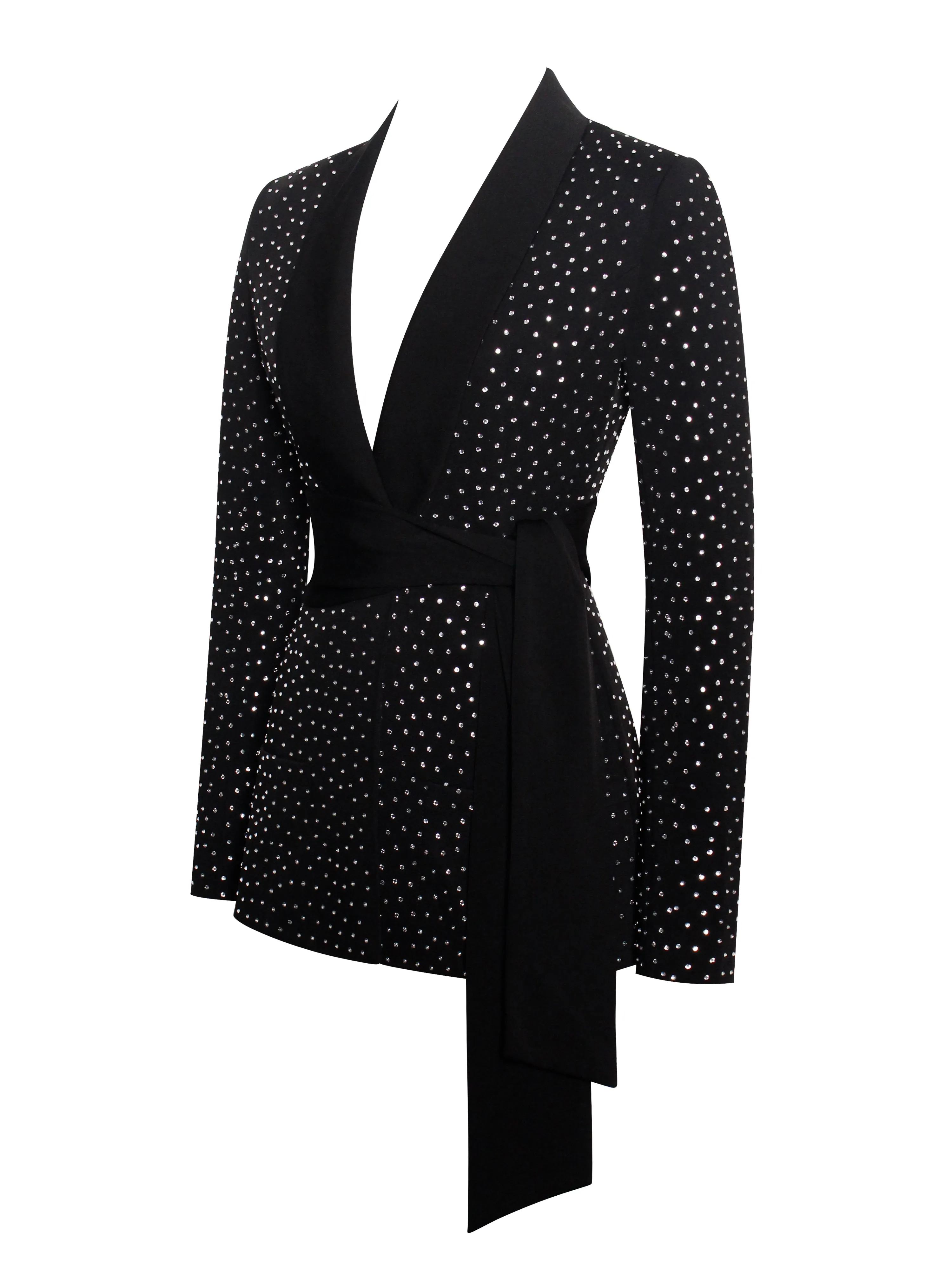 Visionary Crystal Embellished Black Blazer Jacket