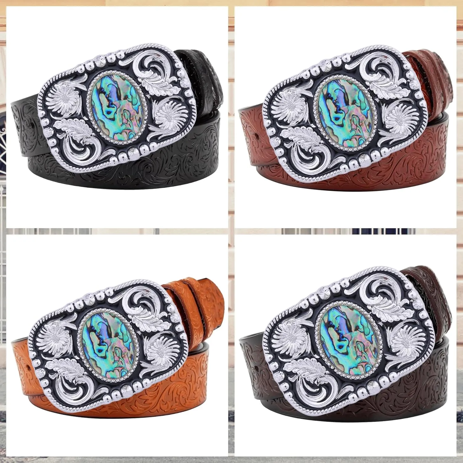 Western Belt Buckle for Men Vintage Cowboy Rodeo Turquoise Belt Buckles for Women