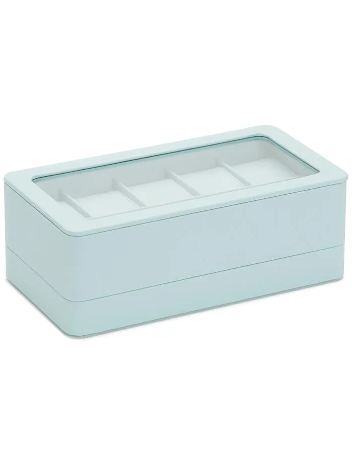 WOLF Smart Storage 6 Piece Watch Box - Strap Tray - Aqua - Charging Station