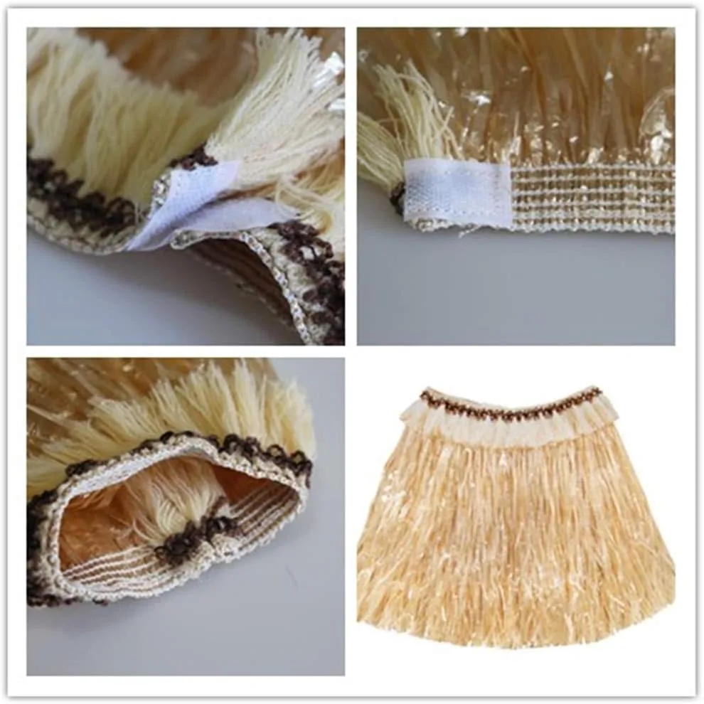 Women Men Elastic Hawaiian Party Grass Hula Skirt Stage Performances Costume Set