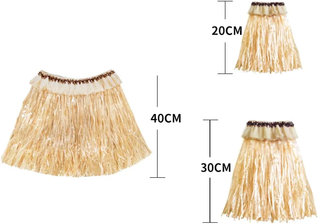 Women Men Elastic Hawaiian Party Grass Hula Skirt Stage Performances Costume Set
