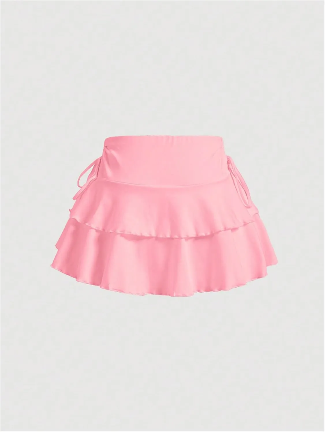 Women's Drawstring Bow Side Mini Skirts Tiered Layer Ruffle Elastic Waist Y2K Coquette Short Skirts