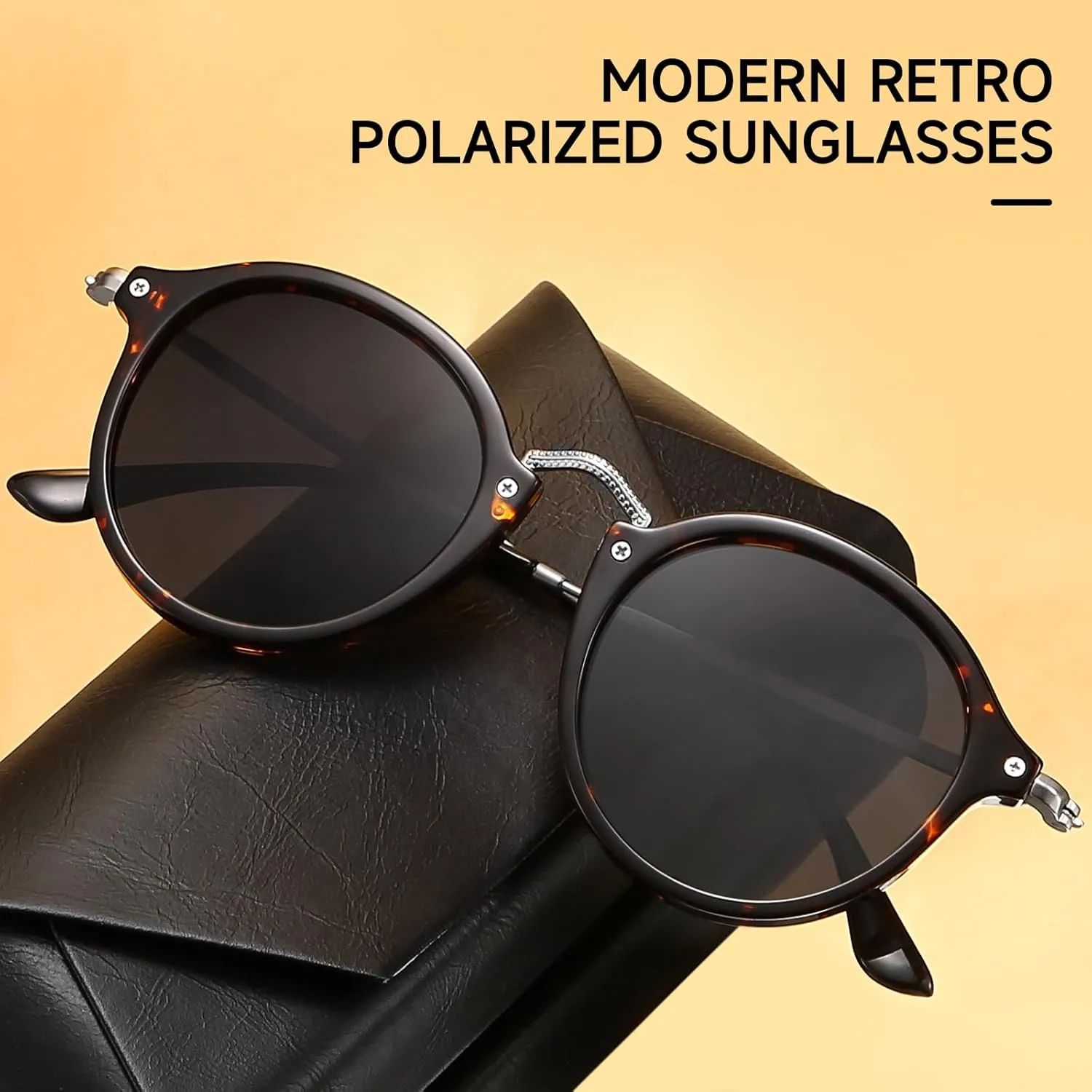 Women's Retro Round Sunglasses - Polarized Anti Glare UV400 Protection Vintage Driving Shades