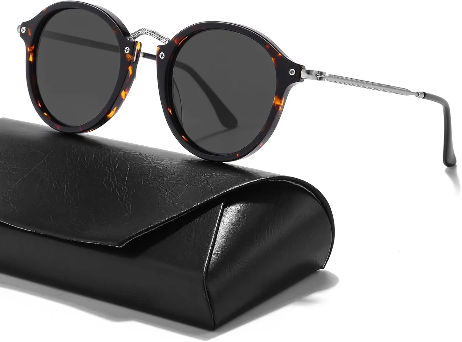 Women's Retro Round Sunglasses - Polarized Anti Glare UV400 Protection Vintage Driving Shades