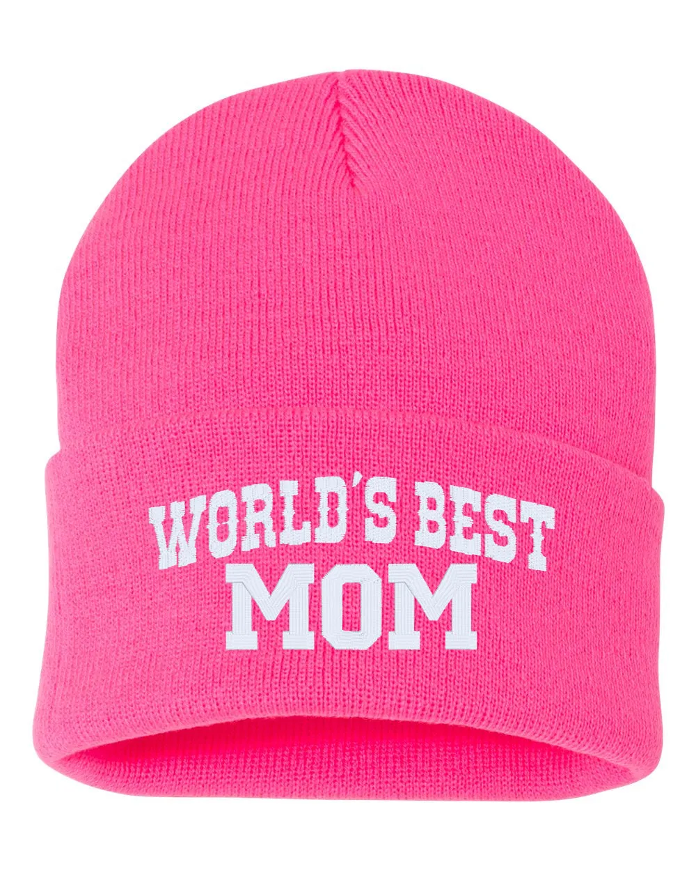 WORLD'S BEST MOM Embroidered Cuffed Beanie Hat