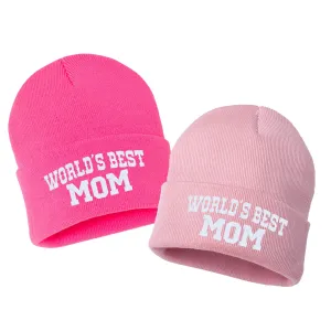 WORLD'S BEST MOM Embroidered Cuffed Beanie Hat