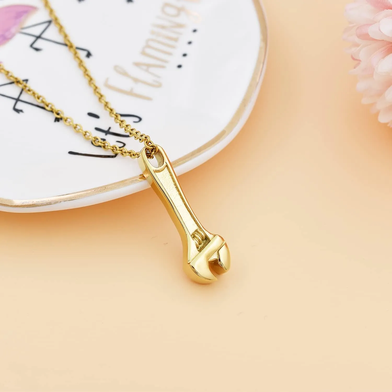 Wrench Cremation Jewelry for Ashes Stainless Steel Tool Urn Pendant Locket for Men Women Spanner Keepsake Memorial Necklace for Human Ashes Holder