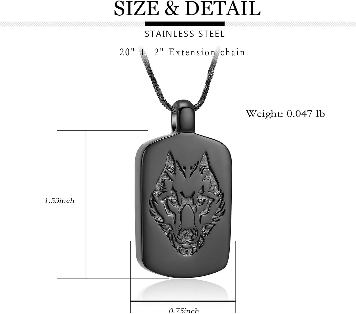 Yinplsmemory Men Cremation Jewelry Wolf Urn Ashes Necklace for Dad Papa Memorial Viking Ashes Keepsake Loved One Necklace