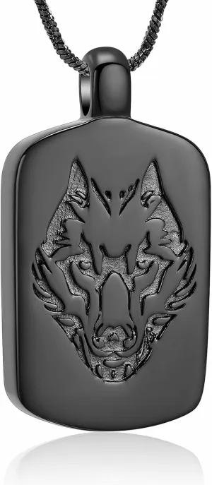 Yinplsmemory Men Cremation Jewelry Wolf Urn Ashes Necklace for Dad Papa Memorial Viking Ashes Keepsake Loved One Necklace